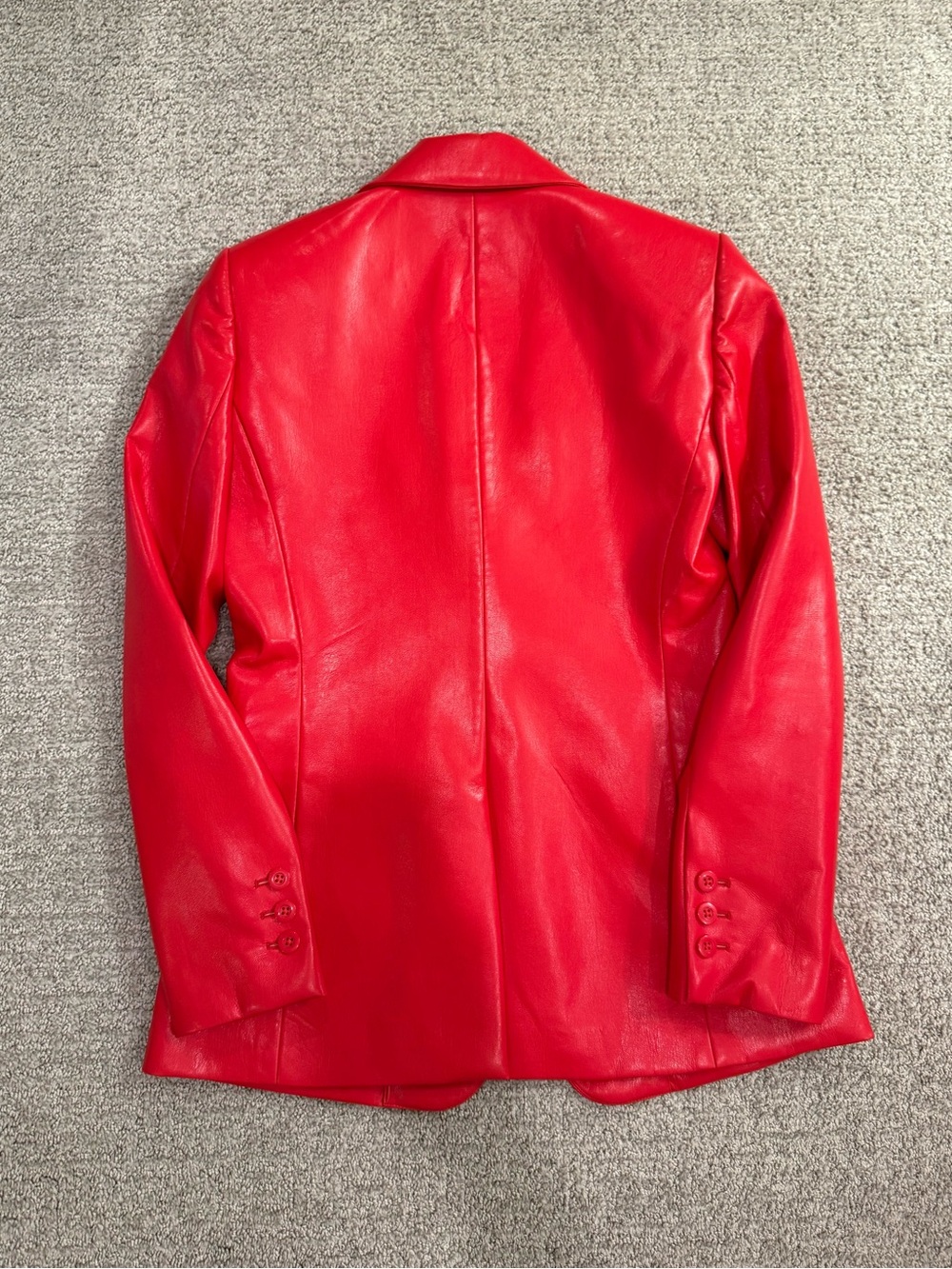 NEW ALICE + OLIVIA Red Fitted Vegan Leather Blazer Suit - Picture 6 of 15